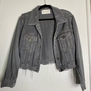 Cropped grey denim jacket